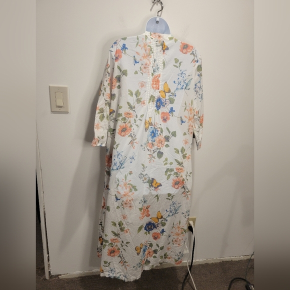 Cuddle Down Size M Cotton Floral/butterflies Breathable Nightgown Pockets - Picture 3 of 5